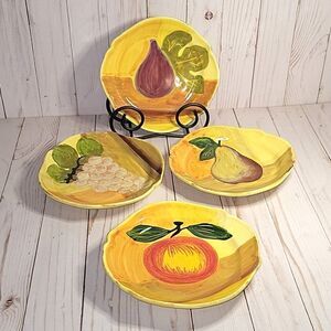Vietri Italian Tuscan Fruit Salad Plates set of 4 Farmhouse Excellent